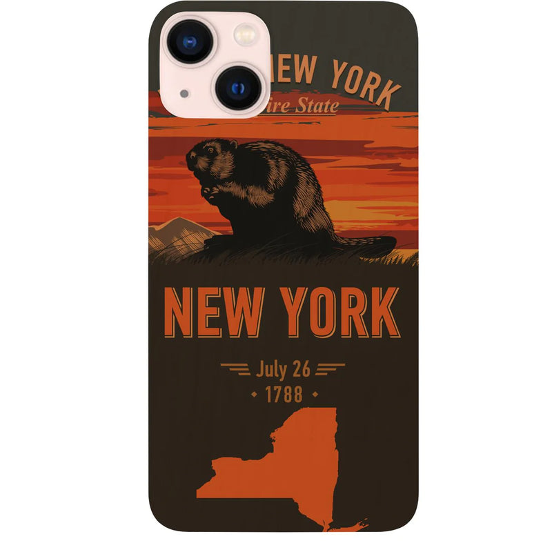State New York Color Printed Wood Phone Case