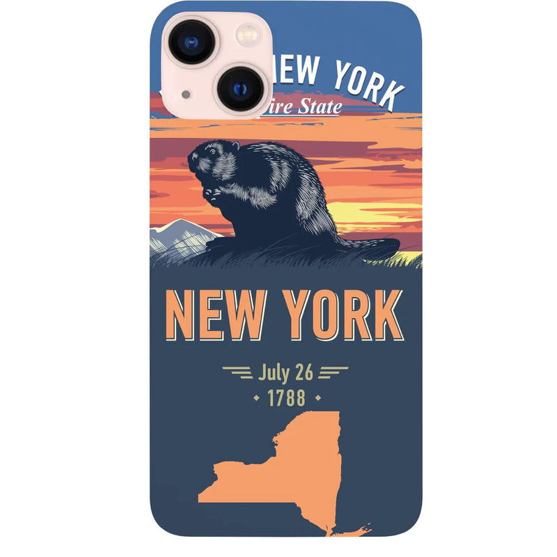State New York Color Printed Wood Phone Case