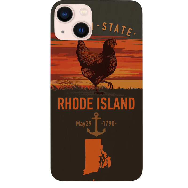 State Rhode Island Color Printed Wood Phone Case
