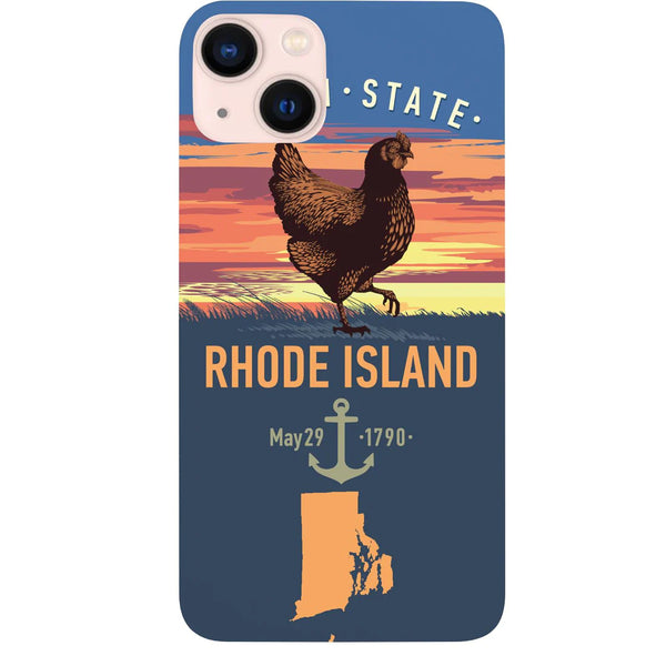 State Rhode Island Color Printed Wood Phone Case