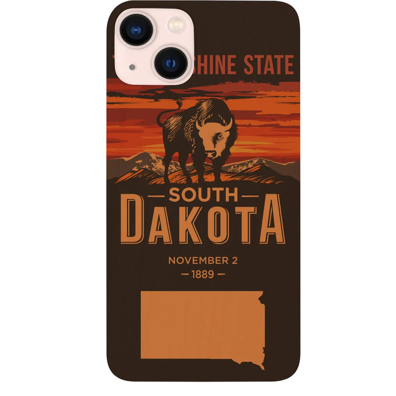 State South Dakota Color Printed Wood Phone Case