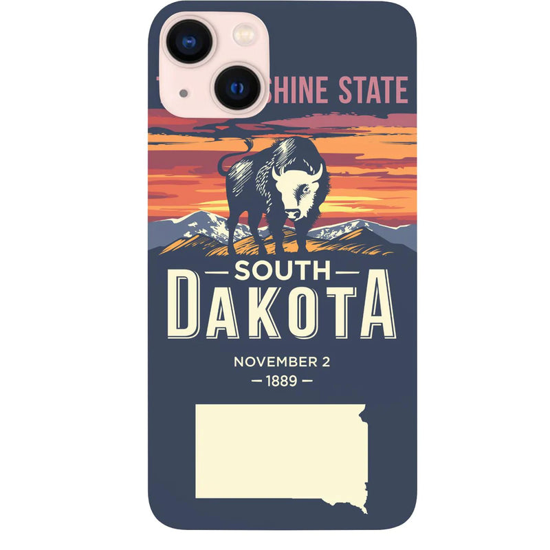 State South Dakota Color Printed Wood Phone Case