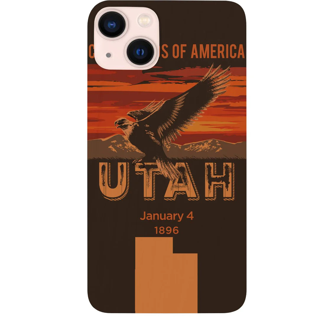 State Utah Color Printed Wood Phone Case