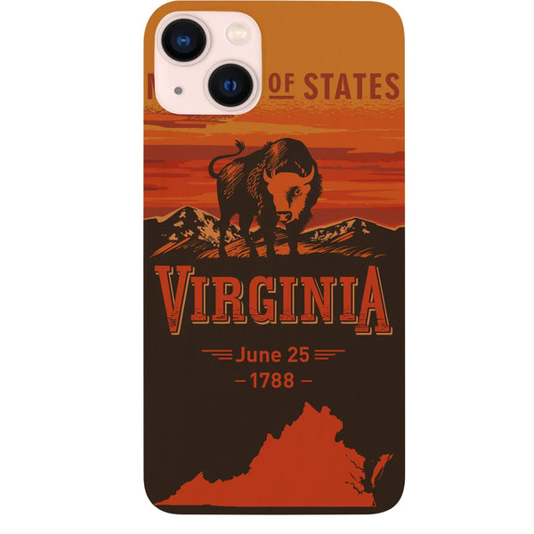State Virginia Color Printed Wood Phone Case