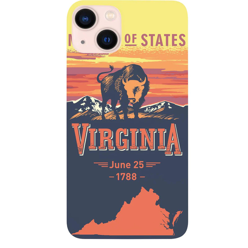 State Virginia Color Printed Wood Phone Case