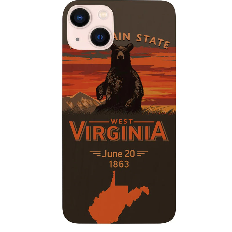 State West Virginia Color Printed Wood Phone Case