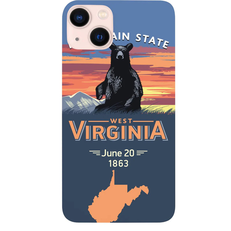 State West Virginia Color Printed Wood Phone Case