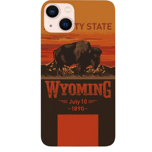 State Wyoming Color Printed Wood Phone Case