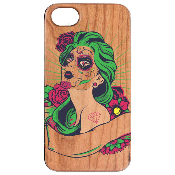 Day of Dead Girl - UV Color Printed Wood Phone Case