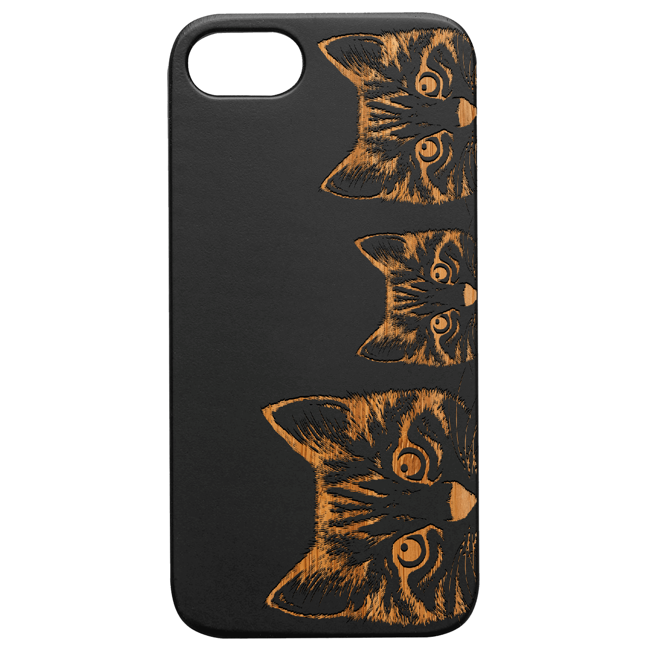 Curious Cats - Engraved Wood Phone Case