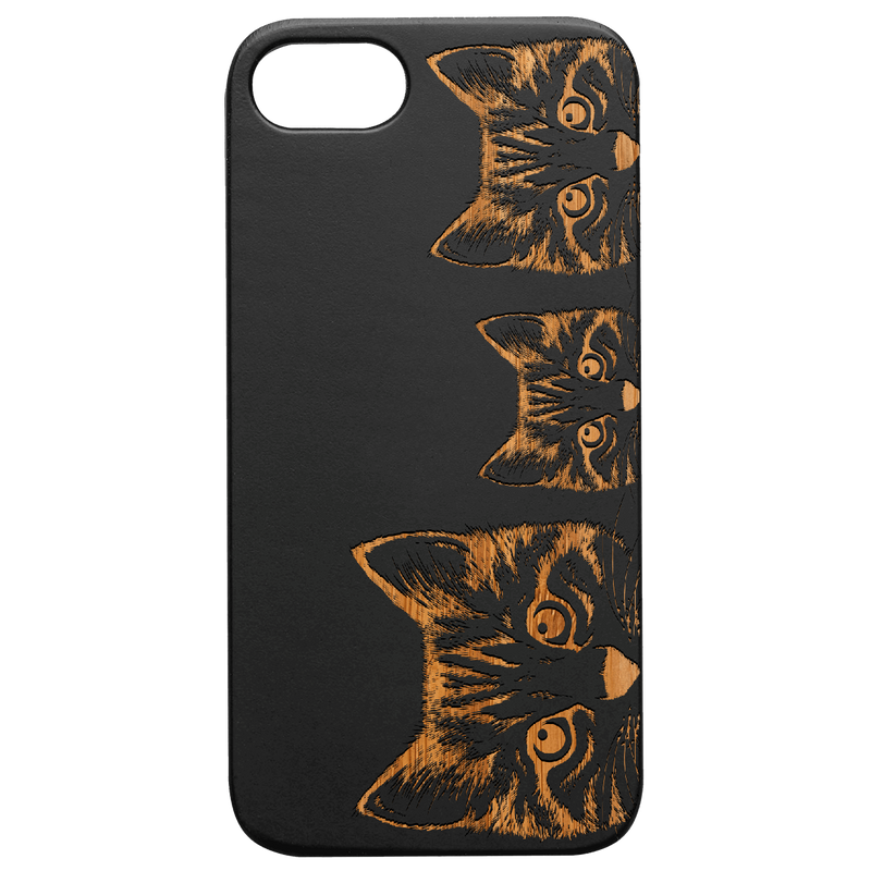 Curious Cats - Engraved Wood Phone Case