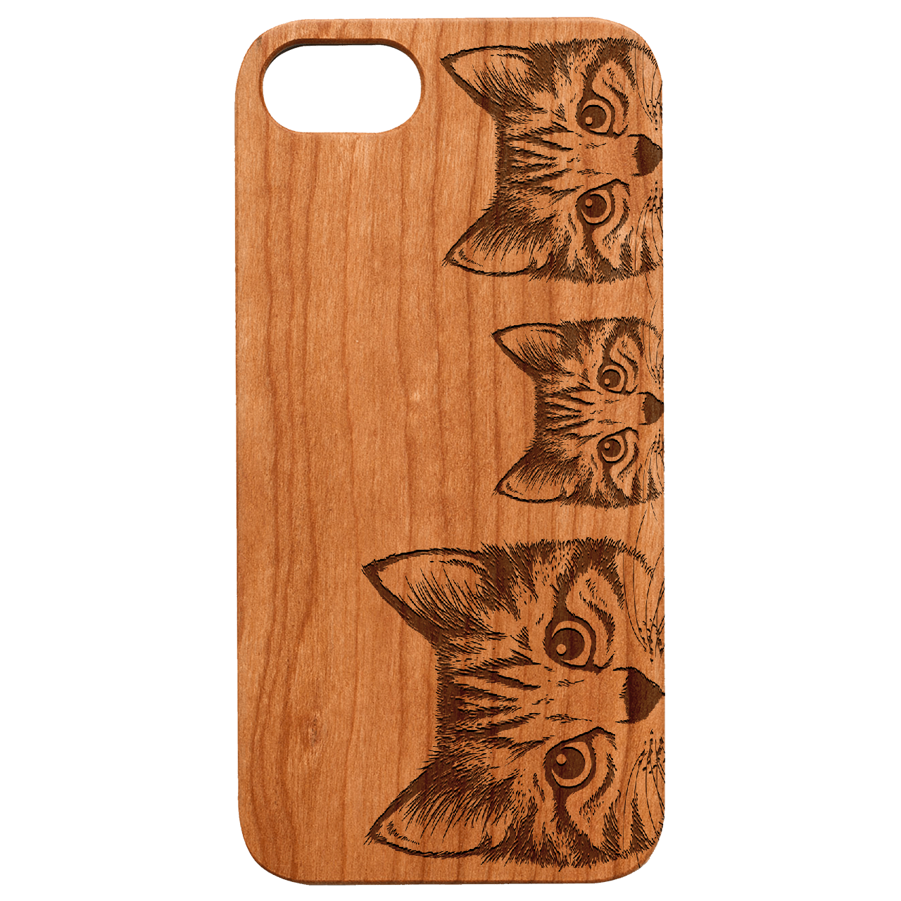 Curious Cats - Engraved Wood Phone Case