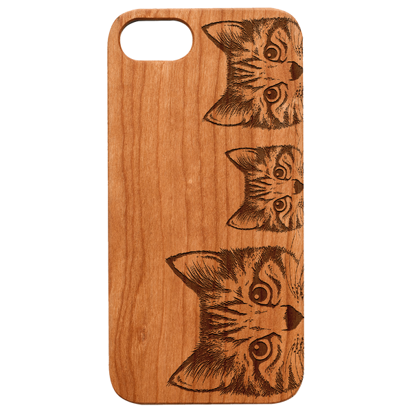 Curious Cats - Engraved Wood Phone Case