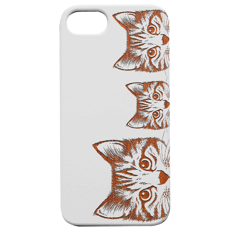 Curious Cats - Engraved Wood Phone Case