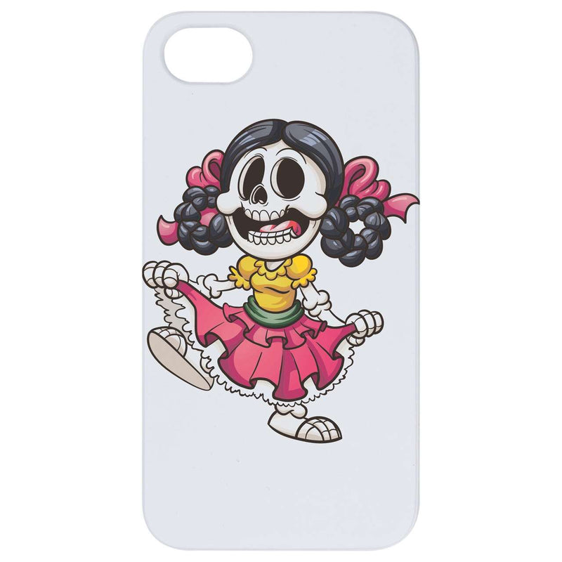 Dancing Skeleton Girl - UV Color Printed Wood Phone Case