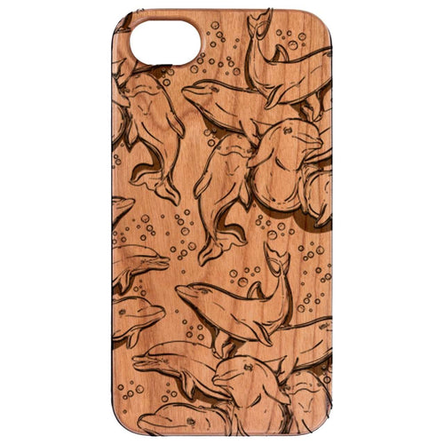 Dolphin Engraved Wood Phone Case