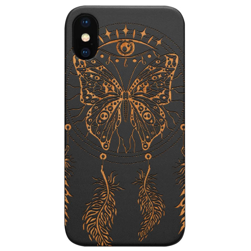 Dream Catcher with Butterfly - Engraved Wood Phone Case