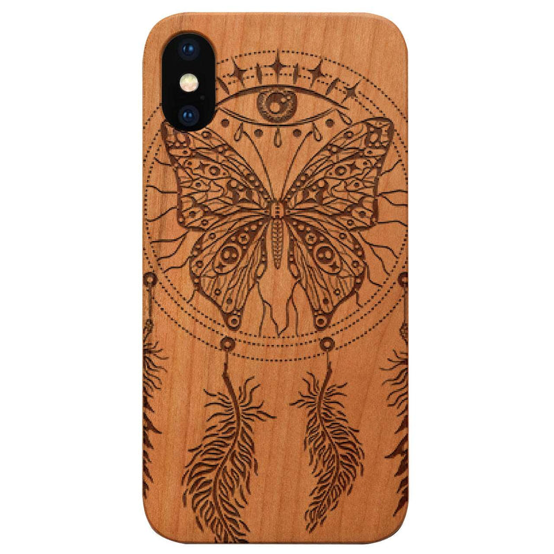 Dream Catcher with Butterfly - Engraved Wood Phone Case