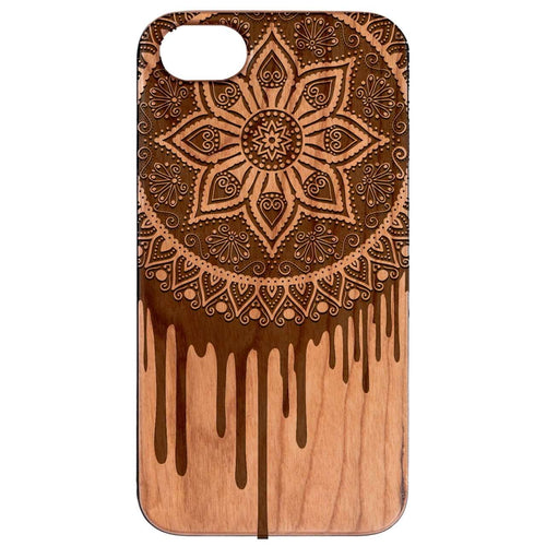 Dripping Mandala - Engraved Wood Phone Case
