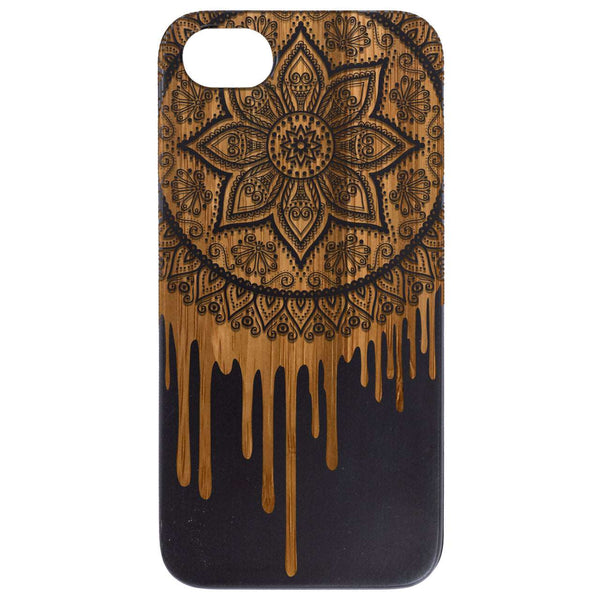 Dripping Mandala - Engraved Wood Phone Case