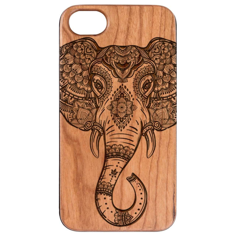 Elephant Head 1 - Engraved Wood Phone Case