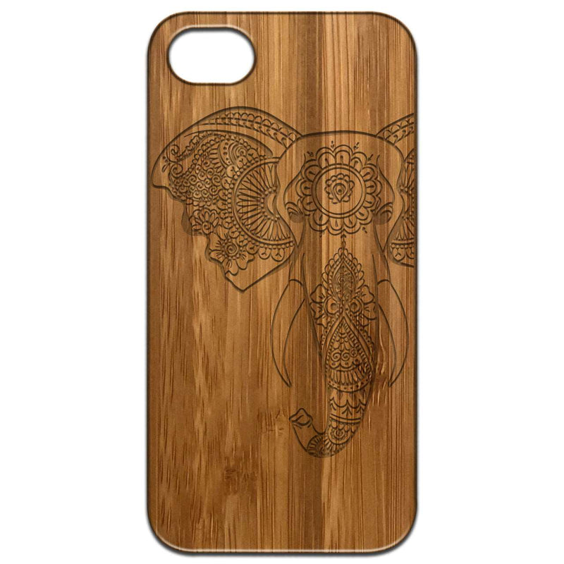 Elephant Head 2 - Engraved Wood Phone Case