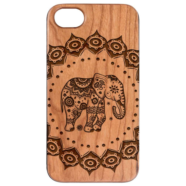 Elephant Mandala 1 - Engraved Wood Phone Case