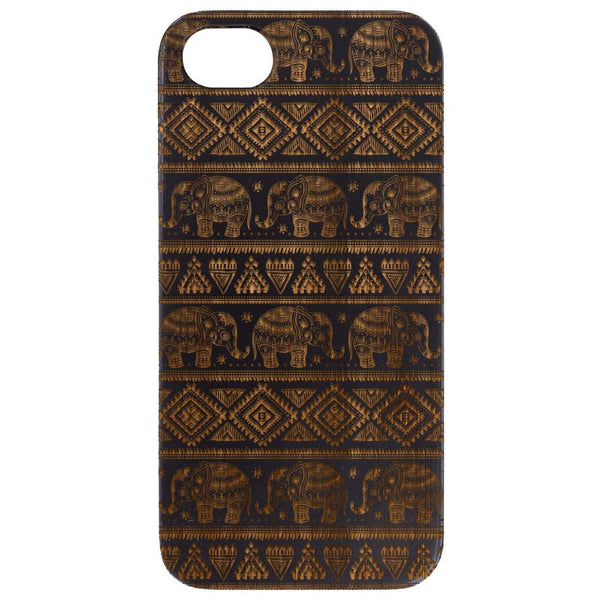 Elephant Pattern - Engraved Wood Phone Case