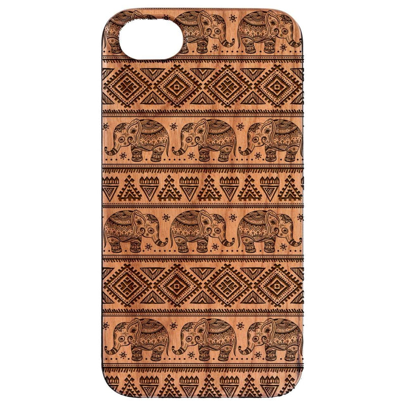 Elephant Pattern - Engraved Wood Phone Case