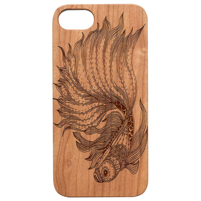 Fish Mandala - Engraved Wood Phone Case