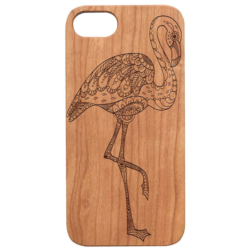 Flamingo Mandala - Engraved Wood Phone Case