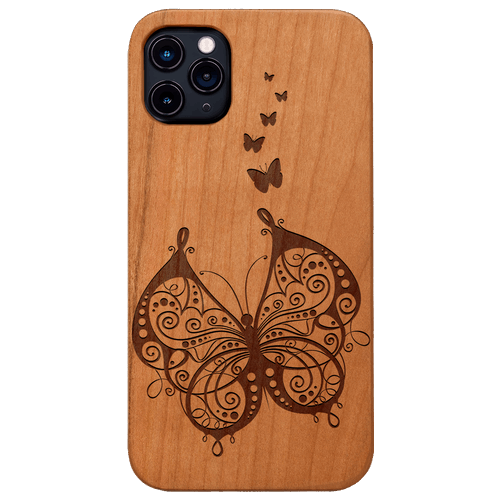 Butterfly Family - Engraved Wood Phone Case