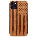 American Flag 1 - Engraved Wood Phone Case