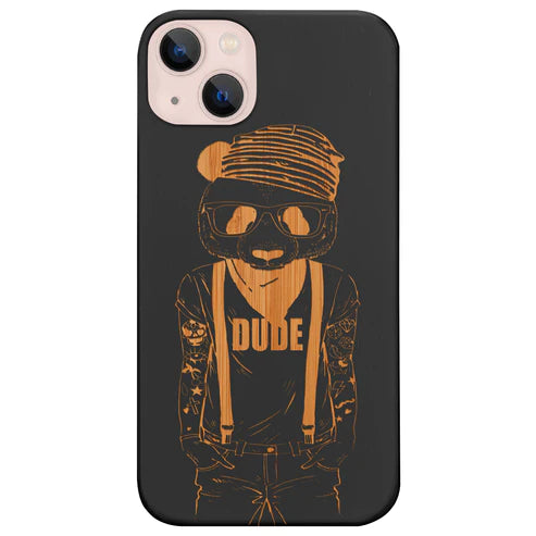 Panda Boy - Engraved Wood Phone Case