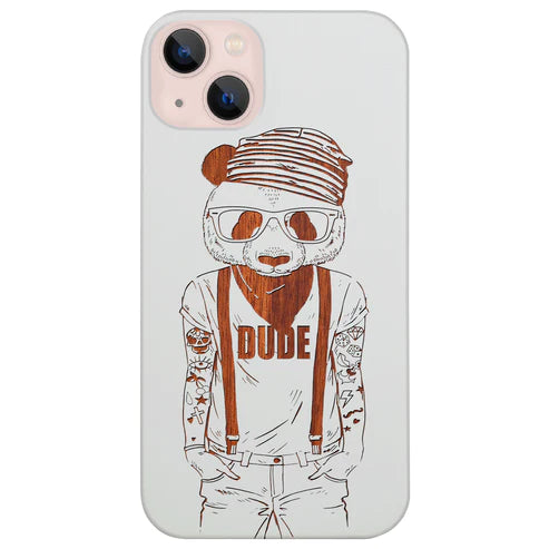 Panda Boy - Engraved Wood Phone Case