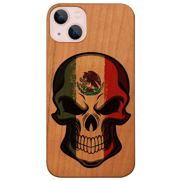 Flag of Mexico with Skull - UV Color Printed Wood Phone Case