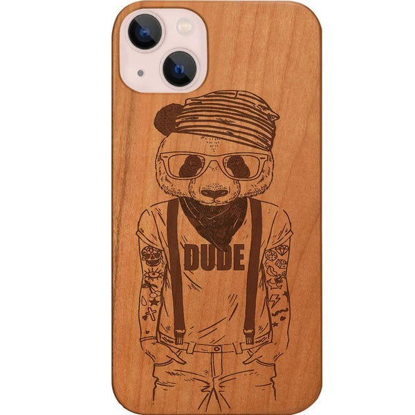 Panda Boy - Engraved Wood Phone Case