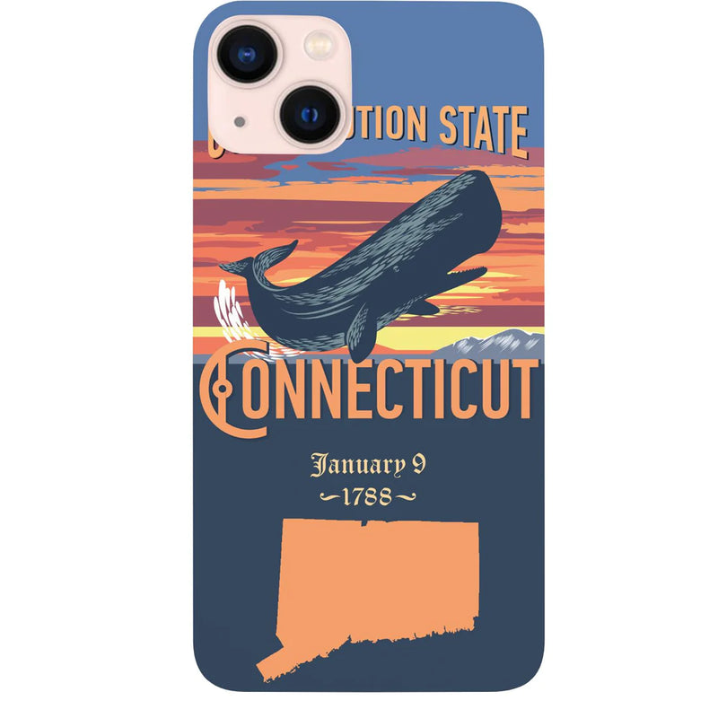 State Connecticut Color Printed Wood Phone Case