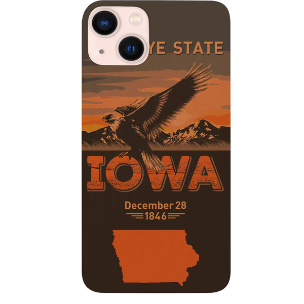 State Iowa Color Printed Wood Phone Case