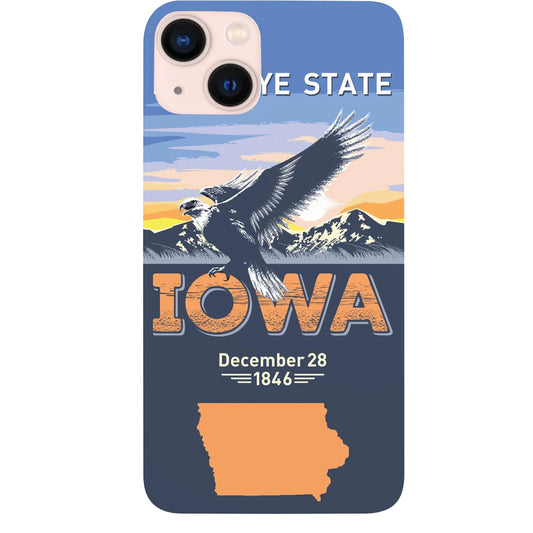 State Iowa Color Printed Wood Phone Case