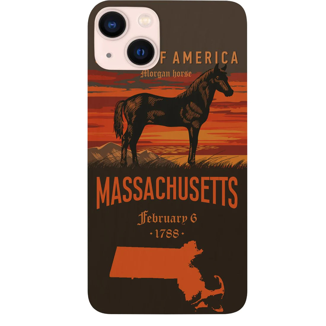 State Massachusetts Color Printed Wood Phone Case