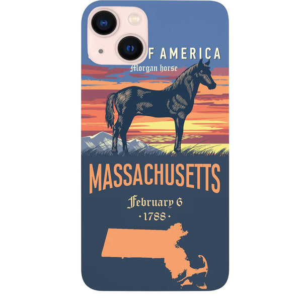 State Massachusetts Color Printed Wood Phone Case