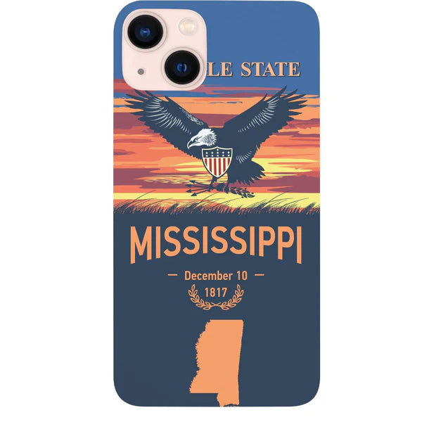 State Mississippi Color Printed Wood Phone Case