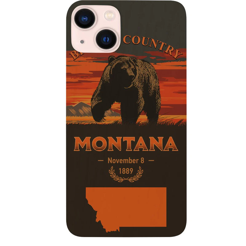 State Montana Color Printed Wood Phone Case