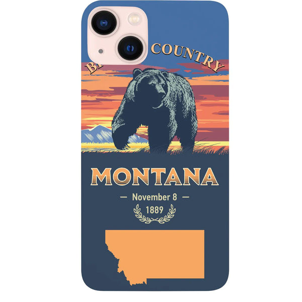State Montana Color Printed Wood Phone Case