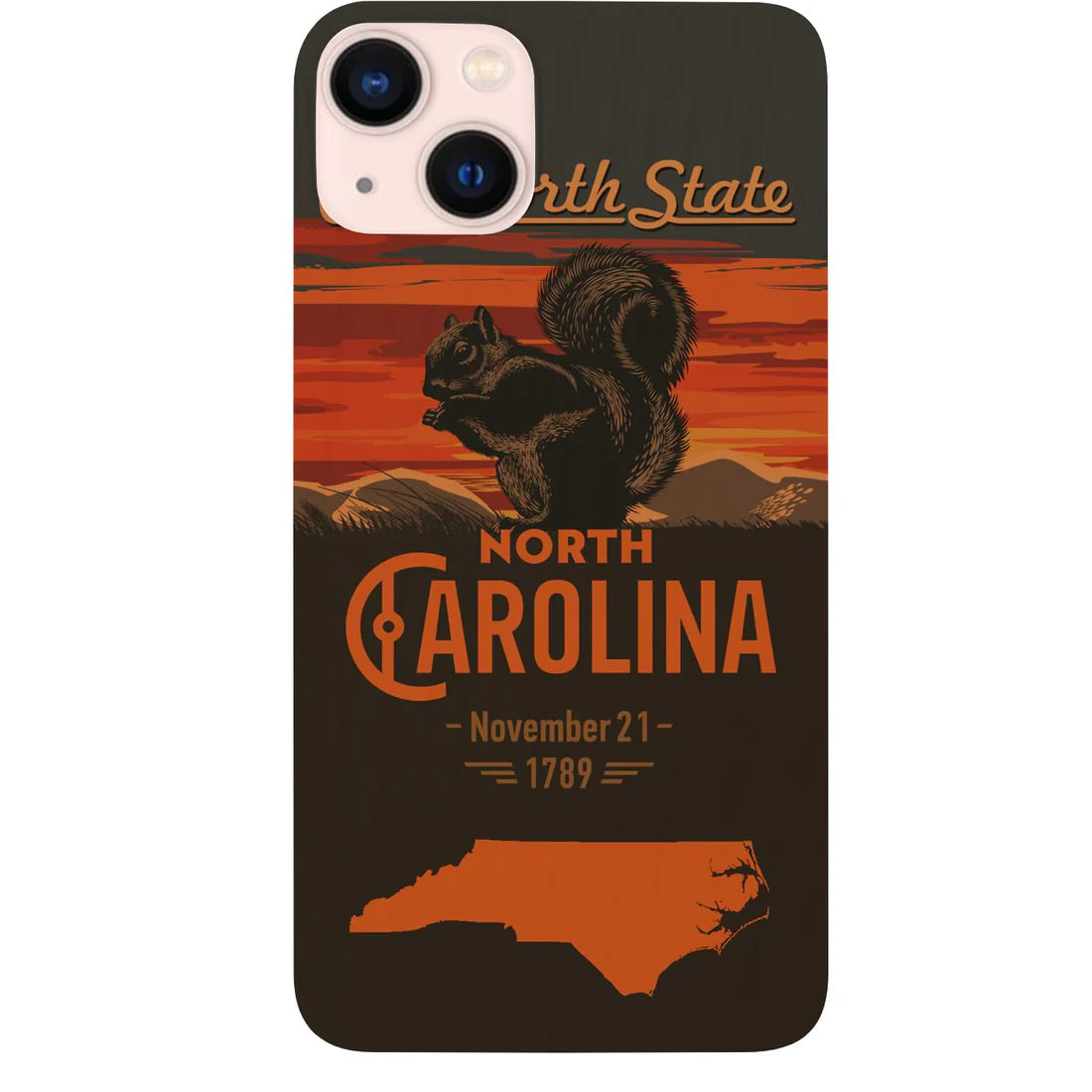 State North Carolina Color Printed Wood Phone Case