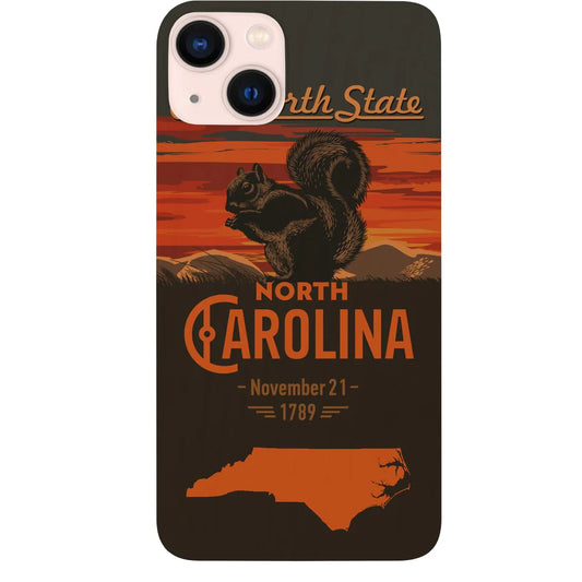 State North Carolina Color Printed Wood Phone Case