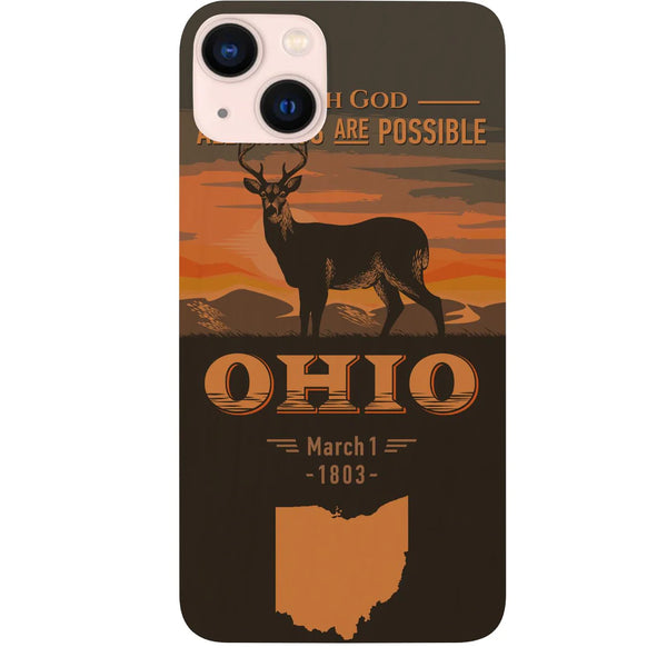 State Ohio Color Printed Wood Phone Case