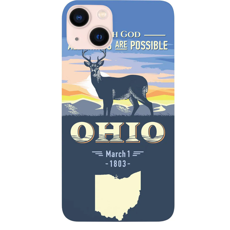 State Ohio Color Printed Wood Phone Case