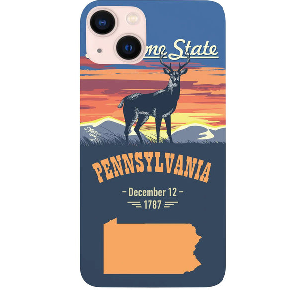 State Pennsylvania Color Printed Wood Phone Case